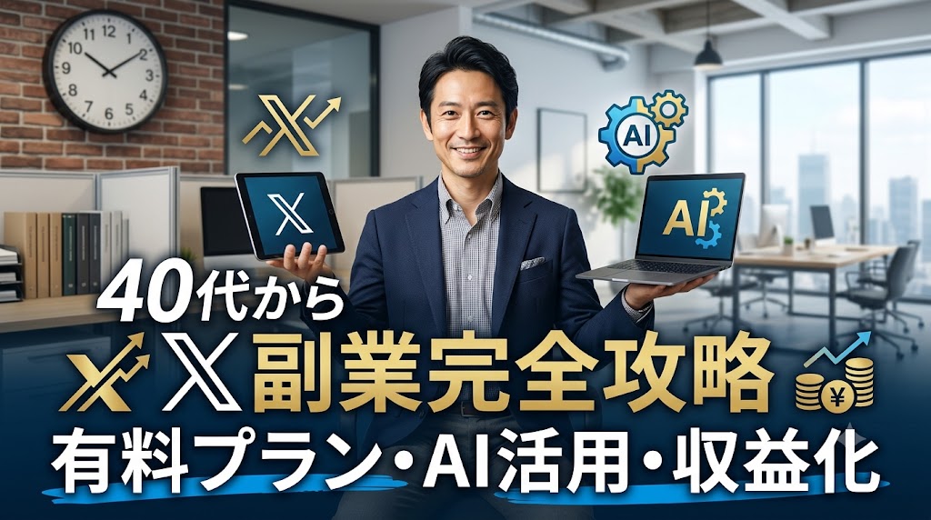 40代サラリーマンがX副業をPRしている写真